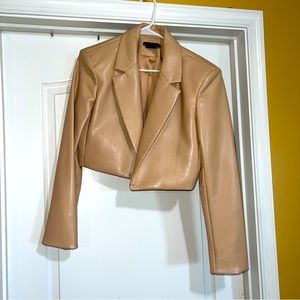 Alice and Olivia Abbott Cropped Vegan Leather Blazer size 12